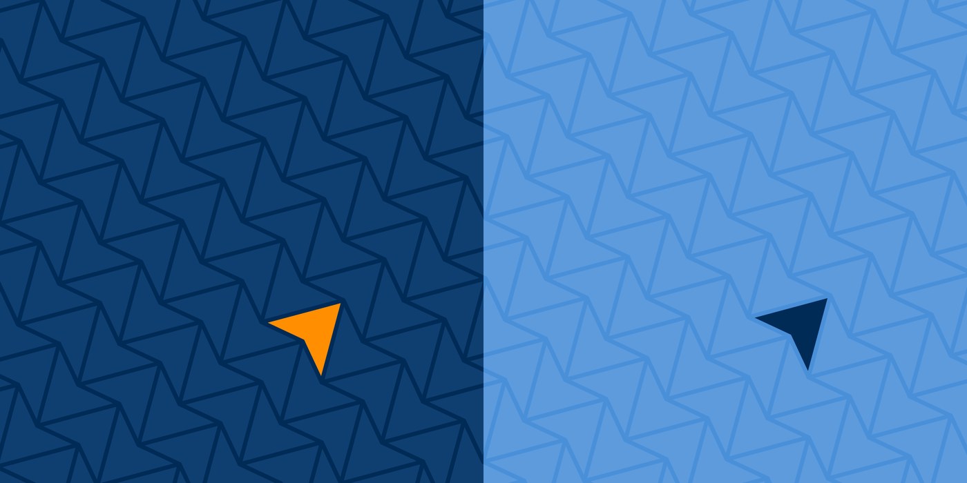 EB2 Launchpad brand patterns in navy and sky blue, built from the logo&rsquo;s arrow shape