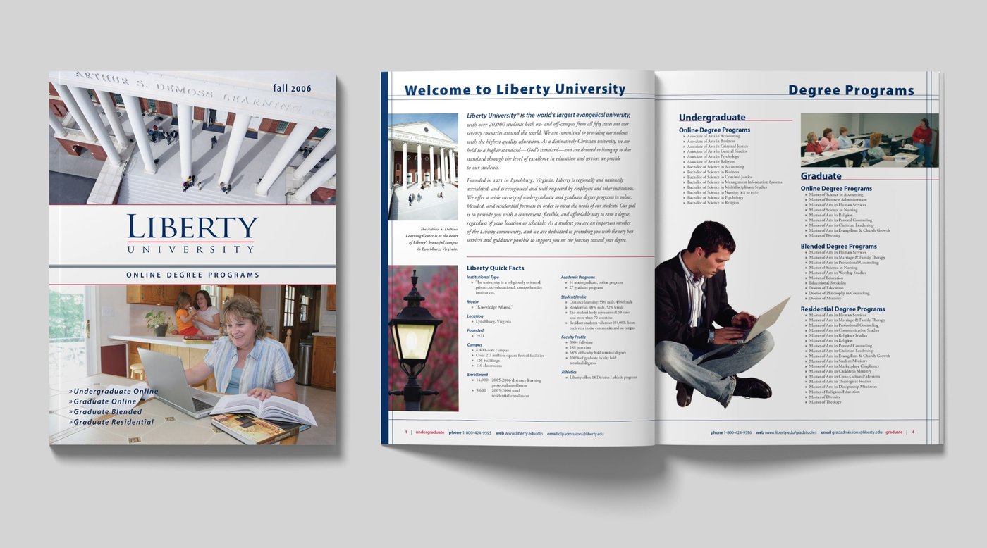 LU Online fall 2006 viewbook cover and welcome and degree programs spread