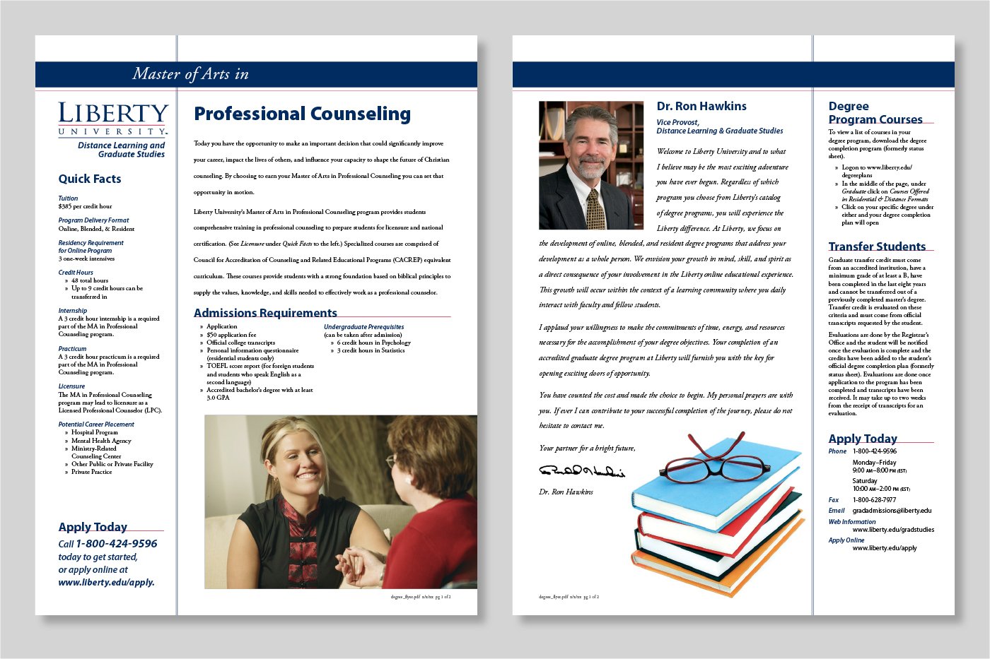 Master of Arts in Professional Counseling flyer, front and back