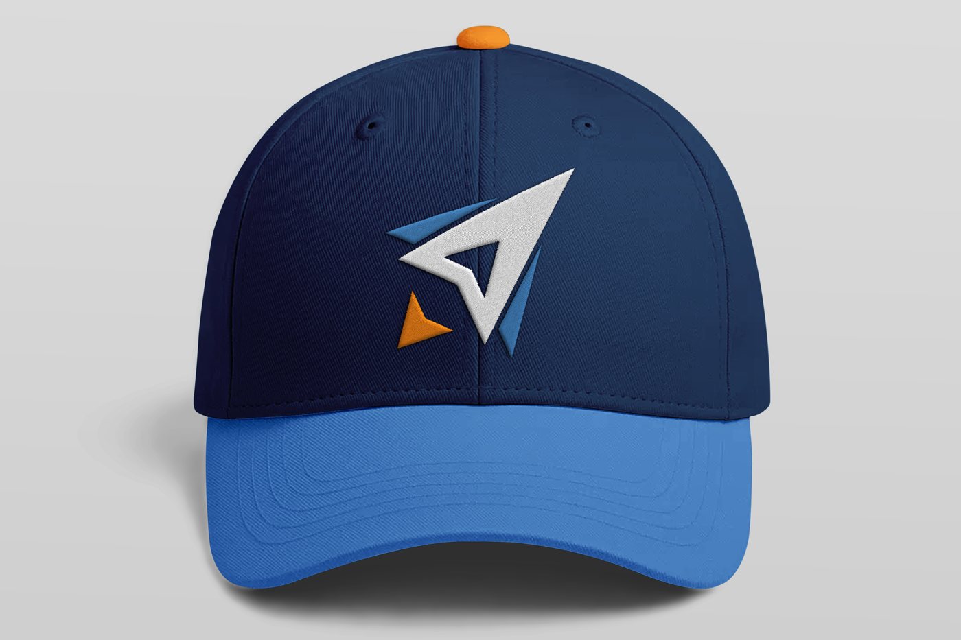 EB2 Launchpad logo mark embroidered on a navy and sky blue cap