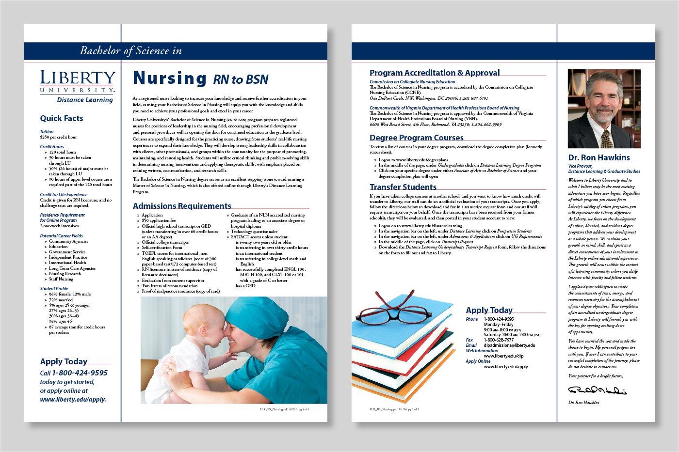 Bachelor of Science in Nursing, RN to BSN, flyer, front and back